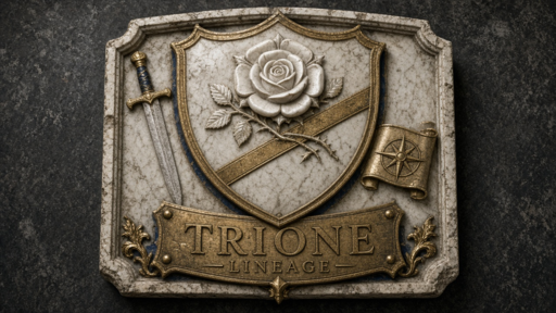 Trione Lineage crest — Channel mark (V5 Artifact Relief)